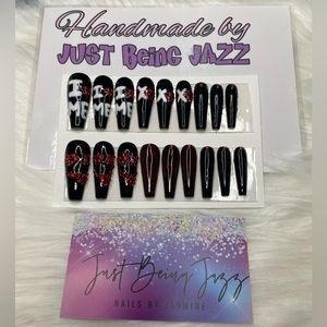 Black “I love me” Press on full cover nails